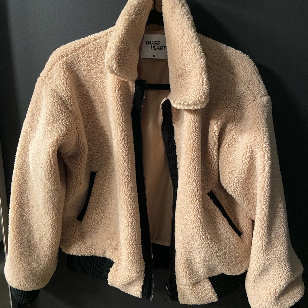 PAPER HEARTS teddy zip up jacket